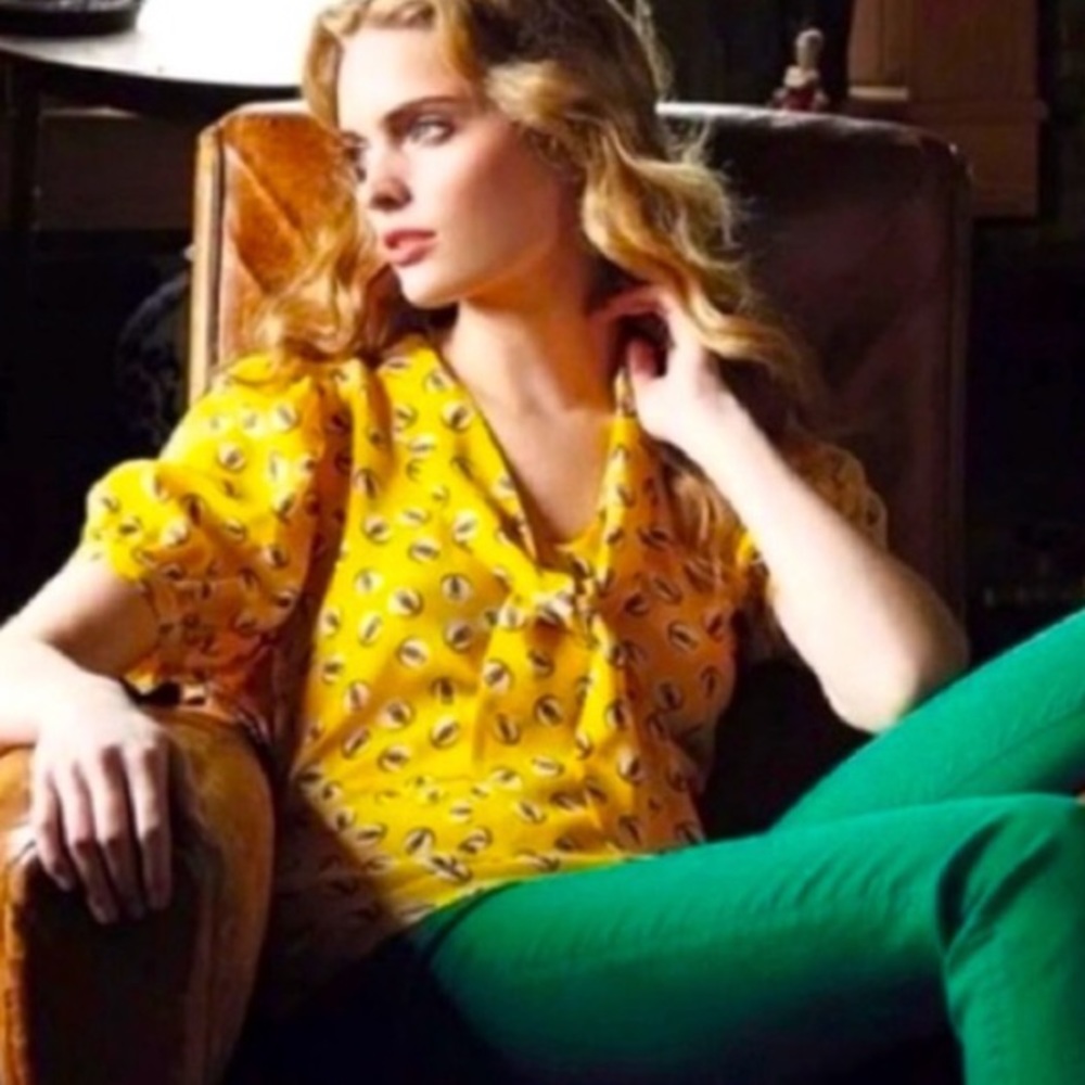 Anthropologie Girls of Savoy 2 Silk owl blouse top